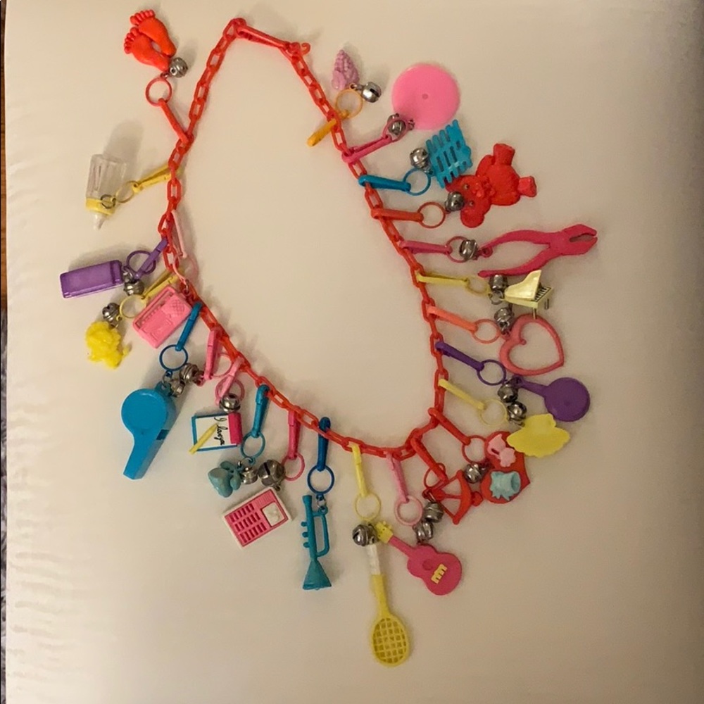 Vintage 80s charm necklace with charms